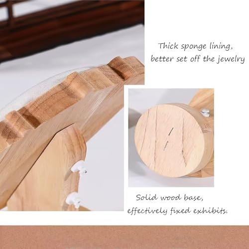 TANG SONG 8.27" Natural Wooden Base Leather Soft Mat Necklace Display Stand Jewelry Organizer Holder (Natural-White) - color: Natural -White