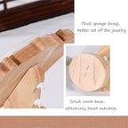 TANG SONG 8.27" Walnut Wooden Base Leather Soft Mat Necklace Display Stand Jewelry Organizer Holder (Walnut-White) - color: Walnut - White