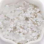 Mixed Star Moon Crystal Glass Beads Seedbeads Loose Round Pearl Beads for Jewelry Making Craft Bracelets Necklaces Earrings DIY Crafts Projects White Glass Spacer Bead Kits for Crafts - color: White