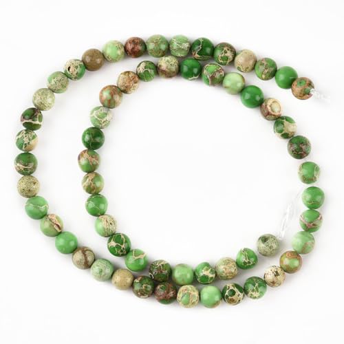 6mm Fruit Green Sea Sediment Imperial Jasper Round Gemstone Natural Stone Loose Beads for Jewelry Making Design Crafts 60 Pcs 15 Inch - color: Fruit Green, size: 6mm