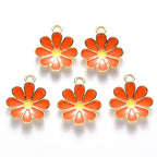 Beadthoven 100pcs Enamel Charms Cherry Blossom Daisy Flower Pendants Gold Plated Small Cute Bulk for Jewelry Making Bracelet Necklace Earrings Keychain DIY Accessories - color: Daisy*-Orange