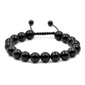 AD Beads Natural 10mm Gemstone Bracelets Healing Power Crystal Macrame Adjustable 7-9 Inch - color: Black Onyx