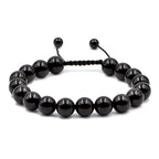 AD Beads Natural 10mm Gemstone Bracelets Healing Power Crystal Macrame Adjustable 7-9 Inch - color: Black Onyx