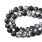10mm Natural Snowflake Stone Beads Heart Shape DIY Loose Gemstone Energy Healing Crystal Charms for Jewelry Making Handmade - color: Snowflake