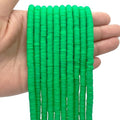 10 Strands Green Clay Beads for Friendship Bracelets, Heishi Beads for Bracelet Stack, Flat Spacers for Jewelry Making (Green) - color: Green