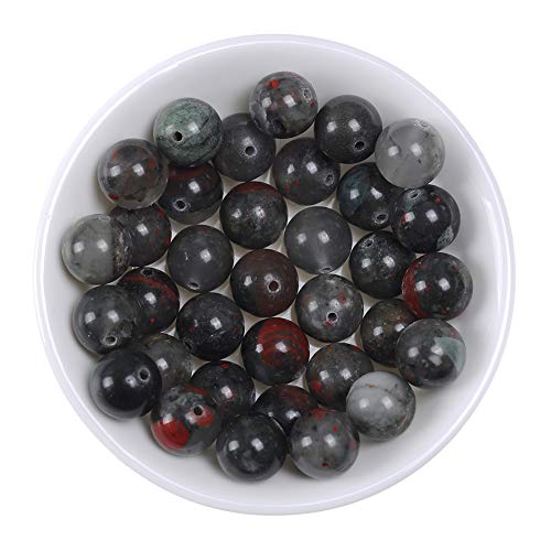 Natural Stone Beads 6mm African Blood Gemstone Round Loose Beads Crystal Energy Stone Healing Power for Jewelry Making DIY,1 Strand 15" - color: African Blood, size: 6mm