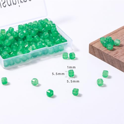 Natural Faceted Green Aventurine Cube Stone Beads 5-5.5mm 60pcs/str Loose Square Semi Gemstone Stone Beads for Making Bracelets Necklace Earrings - color: Green Aventurine