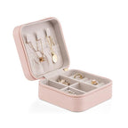 VLANDO Small Faux Leather Travel Jewelry Box Organizer Display Storage Case for Rings Earrings Necklace, Pink - color: MI. Pink