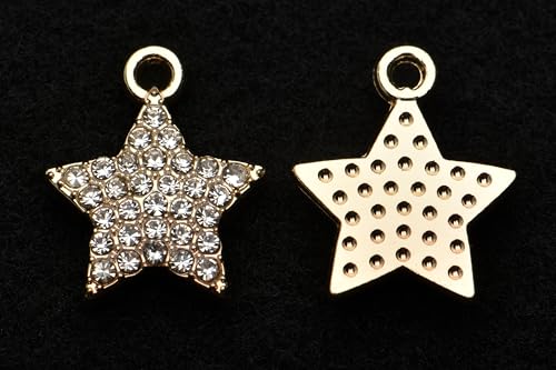 Pack of 20 Rhinestone Charms Gold Plated Pendants Pave Crystal Accessories for Necklace Bracelet Jewelry Making DIY Crafting - color: (Star Mod.2)VID65801