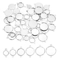PATIKIL Pendant Trays for Jewelry Making, Blank Pendants Iron Double-hanging Bezel Settings Flat Base for Necklace Bracelet Charm - color: Silver Tone