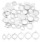 PATIKIL Pendant Trays for Jewelry Making, Blank Pendants Iron Double-hanging Bezel Settings Flat Base for Necklace Bracelet Charm - color: Silver Tone