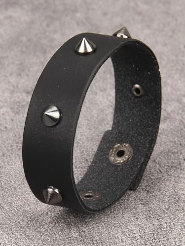 GelConnie Leather Cuff Bracelet Punk Braided Bracelets Rock Leather Wristbands Faux Mens Leather Bracelet Gothic Viking Bangle Adjustable Wrap Bracelet for Women,Men - color: MLPB119-Black