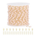 SMYHTGLIF 5 Meters Gold Plated Brass Bead Jewelry Making Chain Pink Crystal Chain Bulk Craft Chain with Lobster Clasps and Jump Rings for Jewelry Making - color: Pink