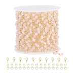 SMYHTGLIF 5 Meters Gold Plated Brass Bead Jewelry Making Chain Pink Crystal Chain Bulk Craft Chain with Lobster Clasps and Jump Rings for Jewelry Making - color: Pink
