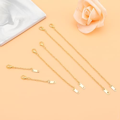 6pcs Necklace Extenders for Women, 2" 4" 6" Jewelry Chain Extension Set Hypoallergenic Bracelet Chain Extenders Extension Chains for Jewelry Making Necklace Bracelet Anklet(Gold)
