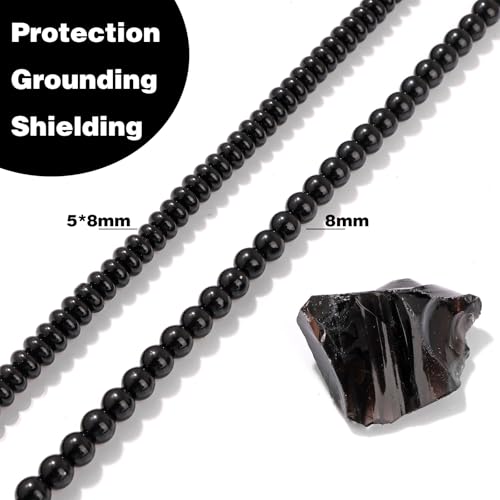 Raicegs 100pcs 8mm Black Tourmaline Beads Natural Gemstone Beads Round Loose Beads for Jewelry Making DIY Bracelets Necklace - color: Black Tourmaline, size: 8mm Round