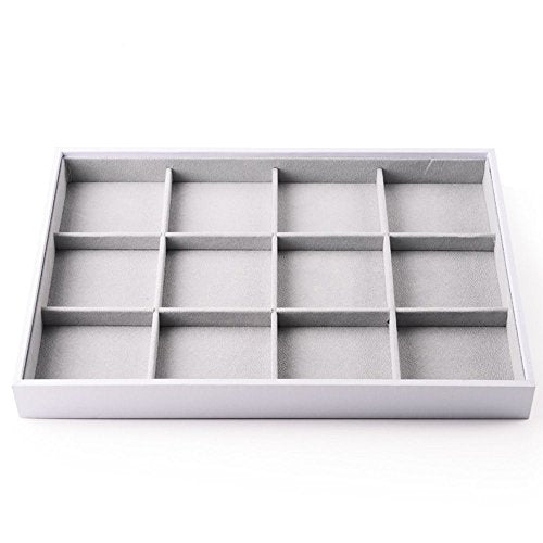 Oirlv Hand Made Velvet Stackable Jewelry Trays Rings Earrings Bracelet organizer Storage Tray (12 Grids) - size: 12 Grids Multi