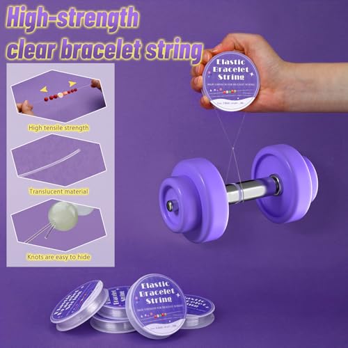 UOOU 6 Rolls Bracelet String for Bracelet Making, 0.4mm, 0.5mm, 0.6mm, 0.7mm, 0.8mm, 1mm Jewelry Making String with Beading Needles, Bead Elastic Cord for Bracelets - size: 0.4mm/0.5mm/0.6mm/0.7mm/0.8mm/1.0mm