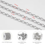 KYUNHOO 16.4 Feet Stainless Steel Jewelry Making Supplies for Men Women DIY Necklace Bracelet Crafts Silver Roll of Jewelry Rhombus Bulk Chain Links with Connectors for Handcraft Making - color: Twist Silver
