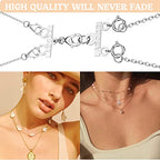 Dailyacc Lucky Necklace Layering Clasp 18K Gold and Silver Multi Strand Clasps for Stackable Necklaces - color: 2Pcs Clasp 2 + 3 Silver
