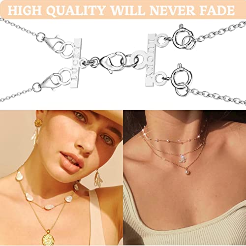 Dailyacc Lucky Necklace Layering Clasp 18K Gold and Silver Multi Strand Clasps for Stackable Necklaces - color: 2Pcs 2Silver 2Gold