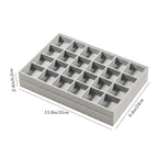 2-Piece Gray leather Stackable Jewelry Organizer Tray Set, Bracelet Ring Earring Holder Box, Necklace Display Stand for Storage and Retail Display (24 Grids) - style: 24 Grids