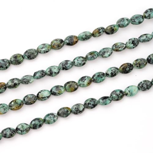 6×8mm Natural Ruby Zoisite Gemstone Loose Beads Flat Oval Healing Crystal Loose Stone Beads for Jewelry Necklace Bracelet Earring Craft - color: Ruby Zoisite
