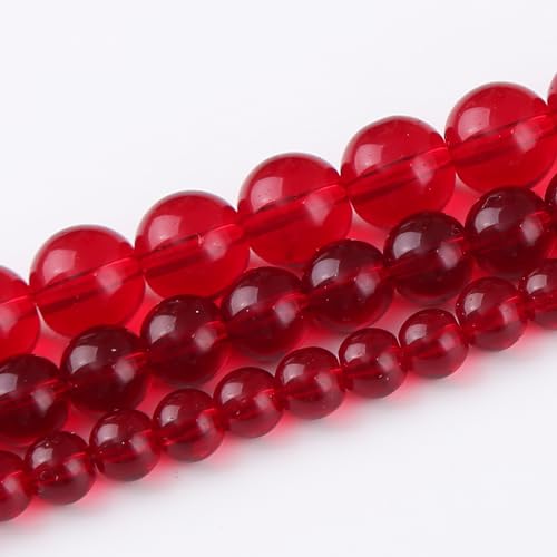 Natural Bloody Red Glass Beads Gemstone Round Crystal Energy Jade Beads Stone Beads for Jewelry Making DIY Bracelet Necklace Jewelry Making 1 Strand 15.5inch 50PCS 8MM - color: Bloody red glass, size: 8MM