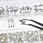 qiipii 4080Pcs Silver Clear Nail Rhinestones Multi Shapes Flatback Crystal White Gems +Round Beads K9 Glass Stones Diamonds Jewels Nail Art Charms Supplies for Nails Faces Eyes Makeup DIY Crafts Phone - color: Crystal Clear, size: B Set