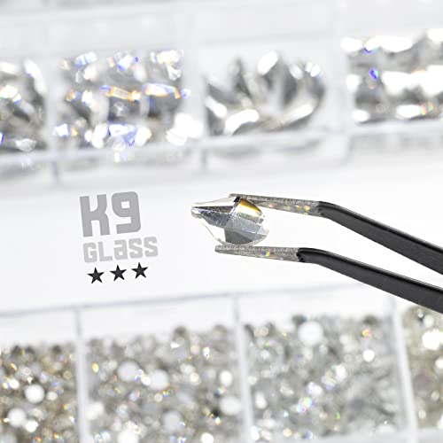 qiipii 4080Pcs Silver Clear Nail Rhinestones Multi Shapes Flatback Crystal White Gems +Round Beads K9 Glass Stones Diamonds Jewels Nail Art Charms Supplies for Nails Faces Eyes Makeup DIY Crafts Phone - color: Crystal Clear, size: B Set