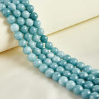 100pcs 6mm Blue Chalcedony Beads Natural Gemstone Beads Round Loose Beads for Crafting and Jewelry Making - color: Blue Chalcedony, size: 6mm