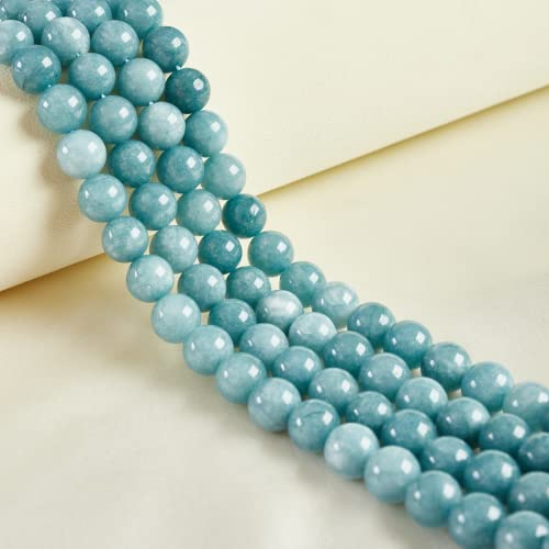 45pcs 8mm Natural Blue Chalcedony Beads Gemstone Beads Round Loose Beads for Jewelry Making - color: Blue Chalcedony, size: 8mm