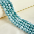 60pcs 6mm Natural Blue Chalcedony Beads Gemstone Beads Round Loose Beads for Jewelry Making - color: Blue Chalcedony, size: 6mm