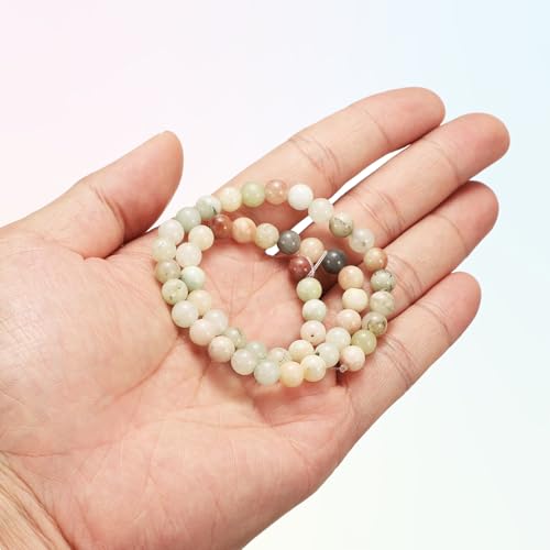 HARFINGTON 50pcs Natural Stone Beads 6mm River A Round Gemstone Stone Loose Beading Real Genuine Smooth Balls Bead for Jewelry Making Bracelets Necklace Earrings DIY - color: River Stone A, size: 6mm