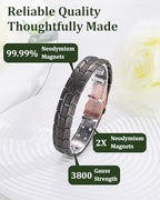 Copper Bracelet for Men, 2X Strength 99.99% Pure Copper Magnetic Bracelet with Magnets, Butterfly Clasp Design, Adjustable Length with Sizing Tool - color: Gunmetal
