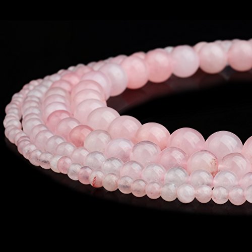 RUBYCA Natural Rose Quartz Gemstone Round Loose Bead Pink Crystal for Jewelry Making 1 Strand - 6mm - color: Rose Quartz, size: 6 MM