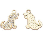 Pack of 20 Rhinestone Charms Gold Plated Pendants Pave Crystal Accessories for Necklace Bracelet Jewelry Making DIY Crafting - color: (Puppy)VID60301