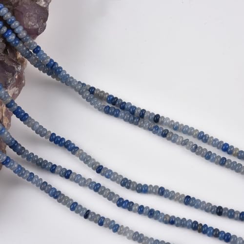 160pcs 4x2mm Natural Blue Aventurine Disk Rondelle Spacer Stone Semi Precious Gemstone Loose Beads for Jewelry Making 15 Inch - color: Blue Aventurine