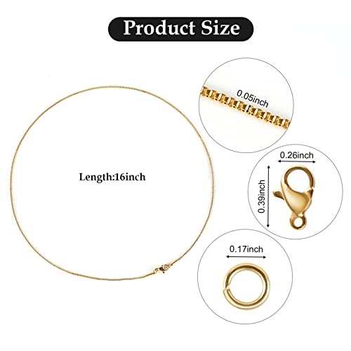 10 Pack Stainless Steel Necklace Chain, Dainty Gold Plated Box Chain Thin Chain for Women Necklace DIY Jewelry Making Supplies (16 Inches) - color: Gold Box, size: 16 Inch