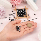 Cheriswelry 200pcs 7mm White Heart Acrylic Flat Round Beads Black Opaque Plastic Disc Coin Pony Loose Spacer Love Heart Beads for DIY Craft Earring Bracelet Necklace Keychains Jewelry Making - color: Black Heart Beads