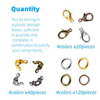 Olylkx 720pcs Lobster Claw Clasps, Bead Tips Knot Covers, Open Jump Ring Connectors, Jewelry Making Accessories Set (12 Styles)