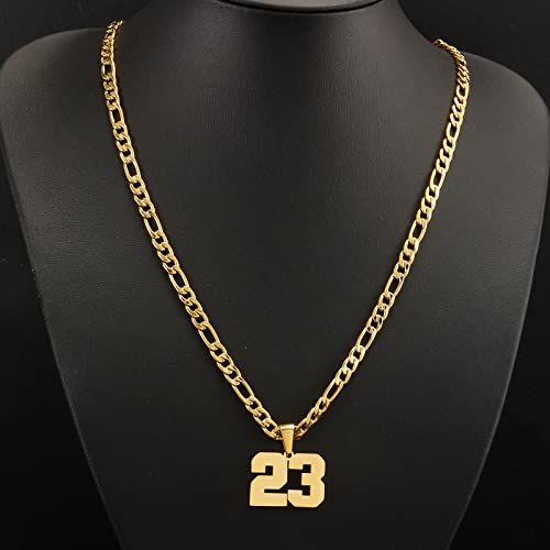 Personalized Jersey Number Necklaces for Mens,Athletes Stainless Steel Sport Number Pendant Chain for Mens Baseball/Basketball/Football Team Inspiration Jewelry with Gifts - color: Gold, style: 1 Gold