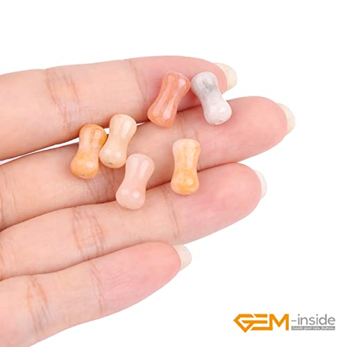 GEM-Inside 30Pcs 6x12mm Natural Pink Agate Jasper Stone Plant Bamboo Knot Bone Charms Beads for Jewelry Making Power Energy Chakra Stone Beads - color: Pink Agate