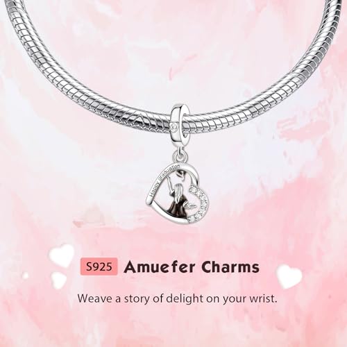 Love Family Friendship Graduation Mothers Nurses Day S925 Bead Pendant Charms for Pandora Bracelets Necklaces, Gifts Women, for Anniversary Birthday Valentines Day Christmas, Silver Gold - style: Grad-Happy Graduation Heart Charm