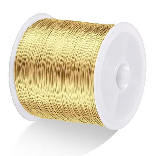 MIKIMIQI Jewelry Wire - 328Ft, 26 Gauge, Tarnish Resistant, Copper, 0.4mm X 100m (Gold) - color: Gold
