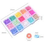15 Colors 2250 Pcs Clay Beads Kit for Bracelets Making, Flat Round Polymer Spacer heishi Clay Beads for Craft and Jewelry Making - color: Pure Clay Beads Set-about 2250pcs