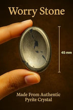Pyrite Worry Stone – Natural Hand Carved Thumb Stone for Protection, Prosperity, and Manifestation | Pocket Healing Crystal for Focus, Confidence, Anxiety Relief & Energy Shielding - color: Pyrite