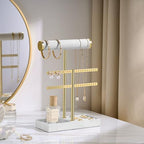 bussdis 2 Tier Bracelet Holder Display - Detachable T Bar White Velvet Bracelet Holder, Jewelry Holder Organizer for Bracelet, Necklace, Earrings, Rings - color: White