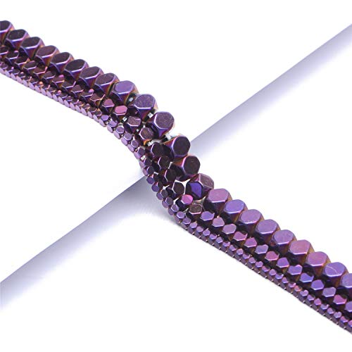 AD Beads Natural Hematite Gemstone Faceted Square Cube Loose Beads 16" 2x2mm 4x4mm (4x4mm, Metallic Purple) - color: Metallic Purple, size: 4x4mm