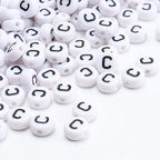 100Pcs Letter Beads 4x7mm White Round Acrylic Alphabet Beads Letter C Beads for Jewelry Making DIY Bracelets Necklaces Key Chains - color: C 100Pcs